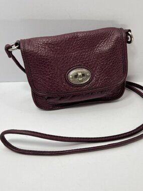 Fossil Maddox Purple Pebbled Leather Turnlock Mini Crossbody EUC